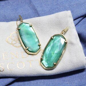 Kendra Scott Faceted Elle Earrings Jade Green Gold